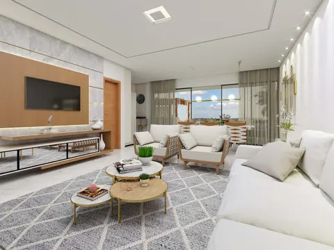 Projeto em 3D: Sala de estar ampla