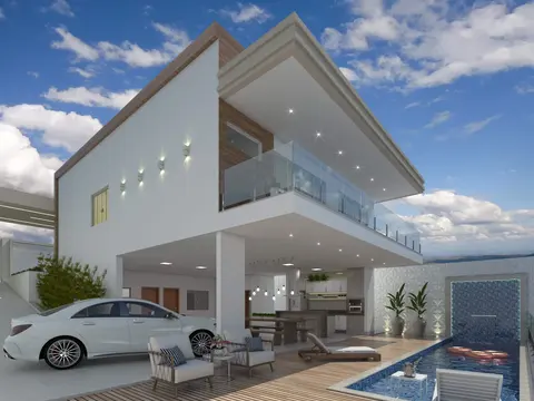 Projeto em 3D: Casa de dois pavimentos com piscina